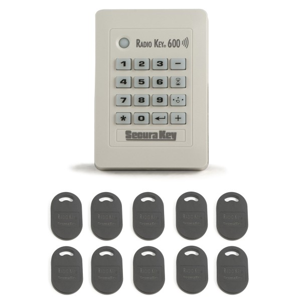 Standalone Proximity Card Reader & Keypad w/ 10 Key Tags - Secura Key RK-600T
