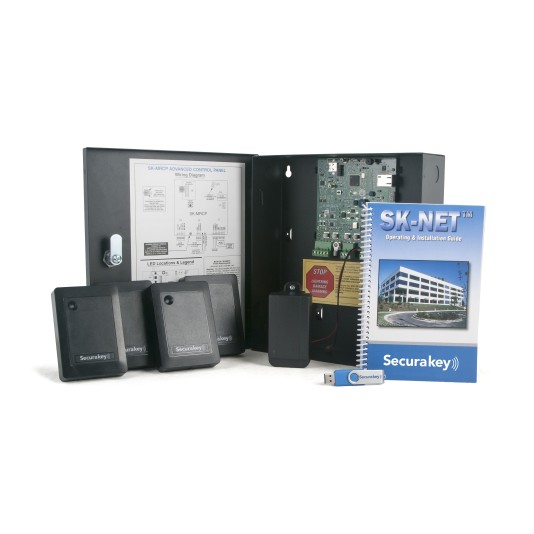 Securakey SK-MRCP-4ETSR-S Multi-Door Access Control System 4-Door Kit eTag (Wall Switch) Contactless Reader